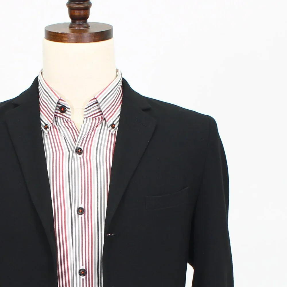 Calvin Klein 34R Black Solid 3-Button Sport Coat Blazer Jacket P476